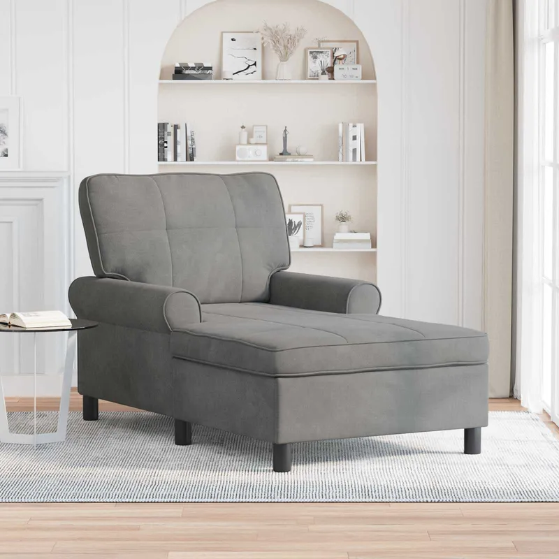 vidaXL Chaise Lounge med kudde Mörkgrå 91 x 157 x 91 cm Sammet