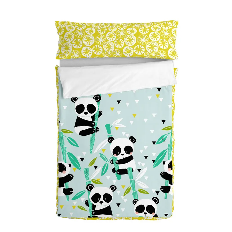 Vadderat täcke HappyFriday Moshi Moshi Panda Garden Blue Blå 42 x 20 x 50 cm