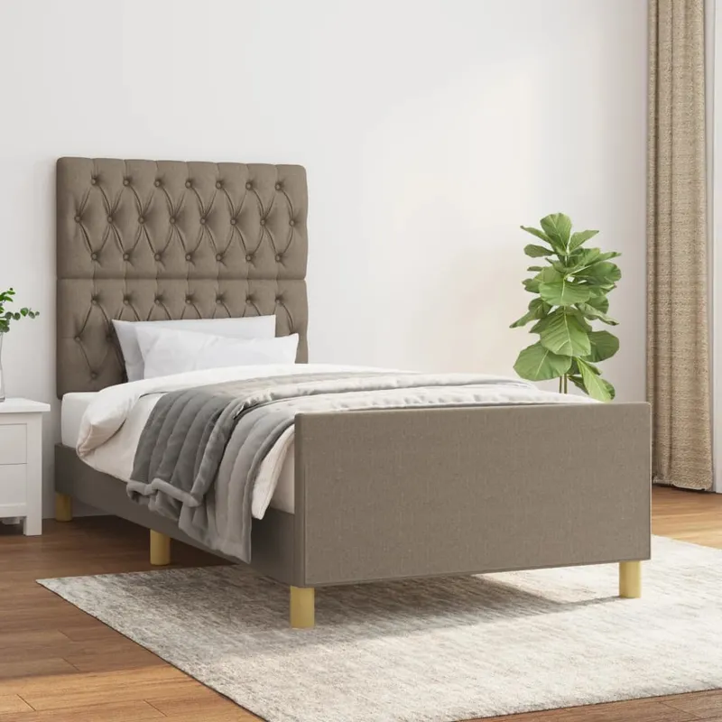 vidaXL Sängram utan madrass taupe 100×200 cm tyg (#7819)