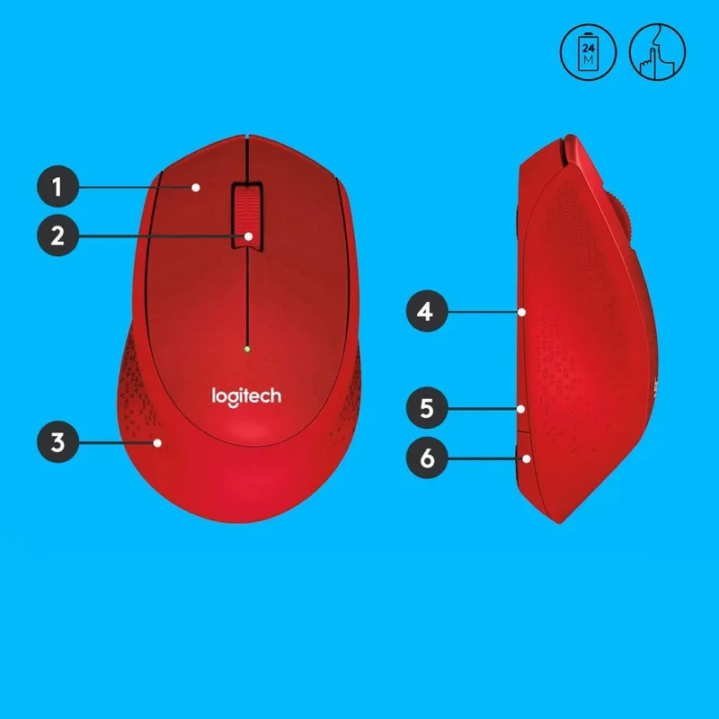 Logitech M330 SILENT PLUS – Mus – 3 knappar – trådlös – 2.4 GHz – trådlös USB-mottagare – röd
