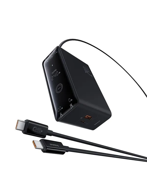 Baseus Digital GaN 3xUSB-C 1xUSB-A 240W Wall Charger with Power Cable - Black