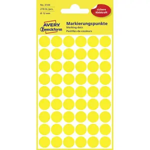 Färgkodningsprick AVERY Ø12mm gul 270/fp