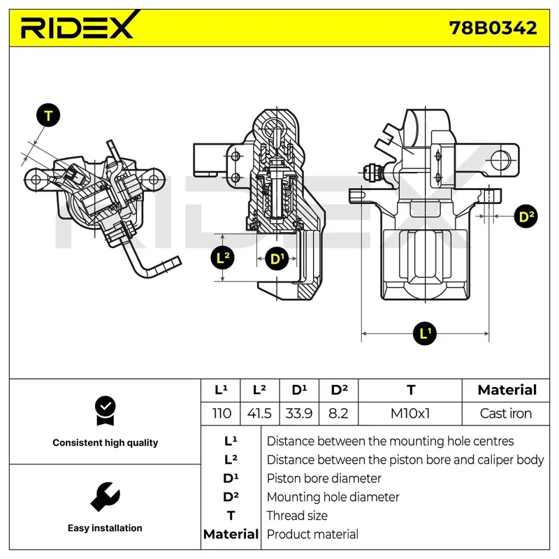Bromsok RIDEX 78B0342