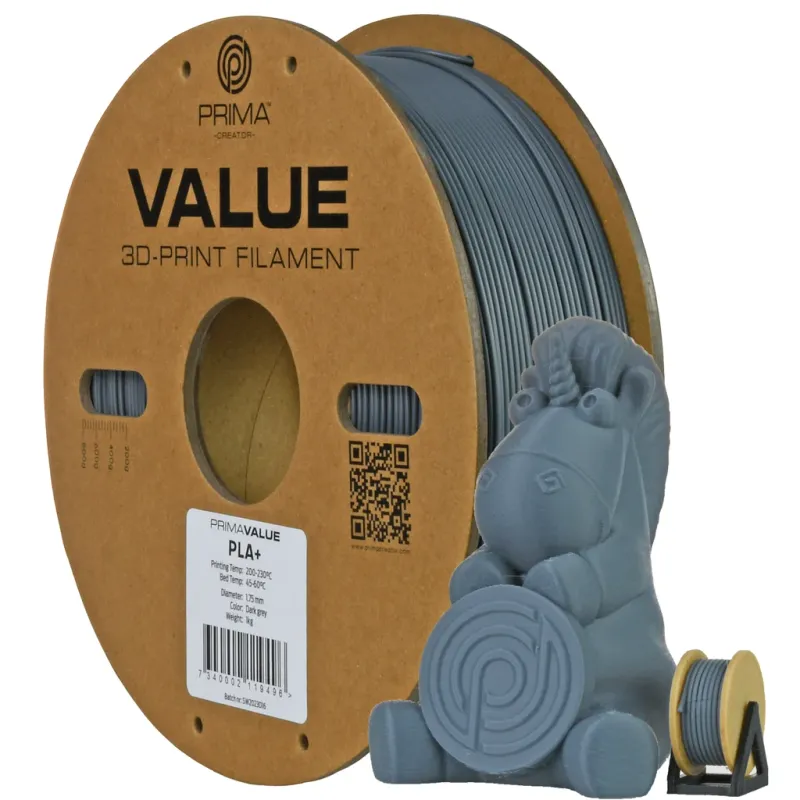 PrimaValue PLA+ – 1,75mm – 1kg – Mörkgrå