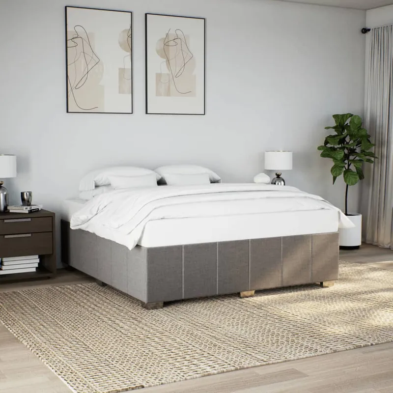 vidaXL Sängram utan madrass taupe 200×200 cm tyg
