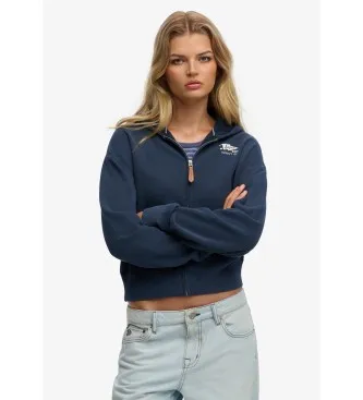 Superdry för kvinnor. W2012598A Heritage Hamptons Ziphood sweatshirt i marinblå färg (S), Casual, Bomull, Marino