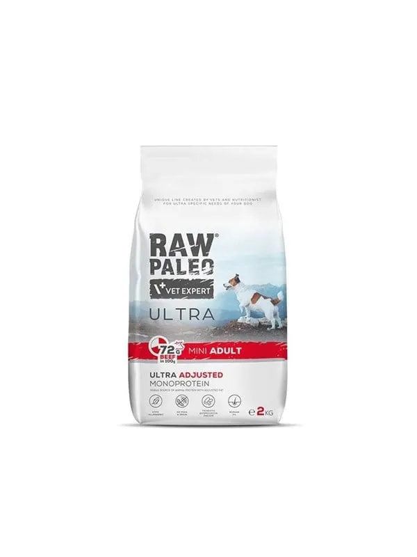 VetExpert Raw Paleo Ultra Mini Adult Beef - torrfoder för hundar - 2kg