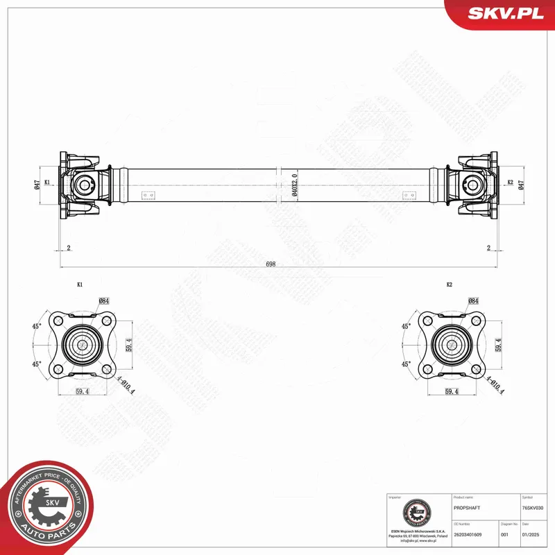 Drivaxel ESEN SKV 76SKV030