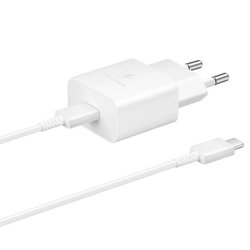 Nätladdare usb-c 15w pd afc + usb-c-kabel vit