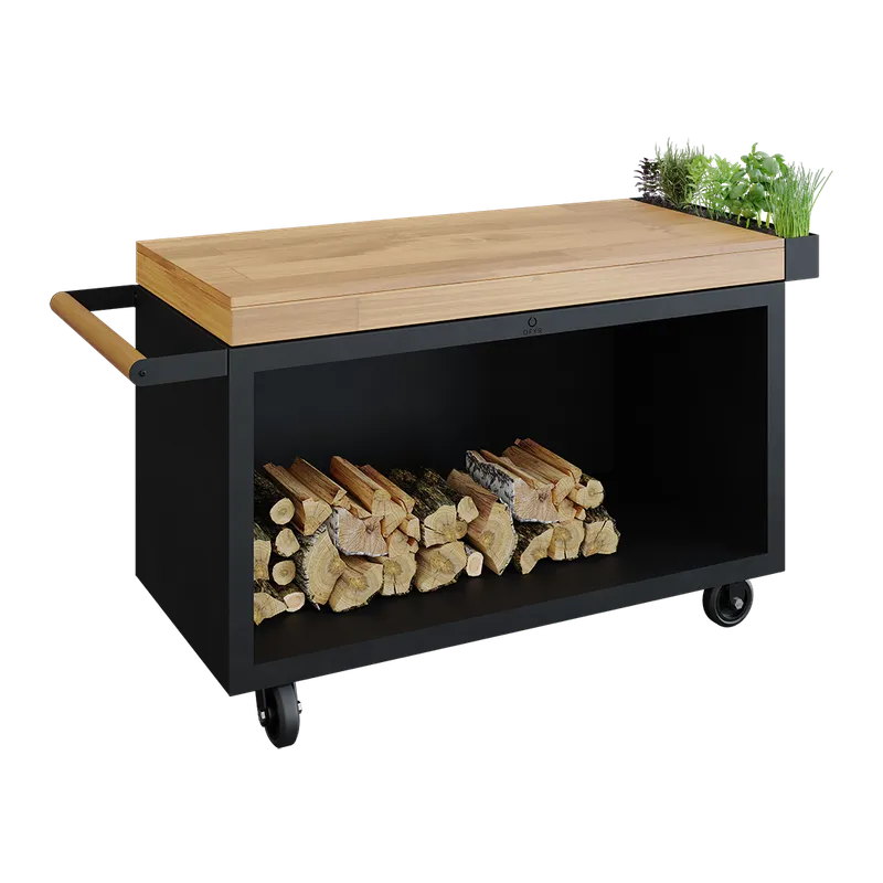 OFYR Mise en Place Table Black 135 PRO TW Arbetsbord 135x65cm Skärbräda i teak