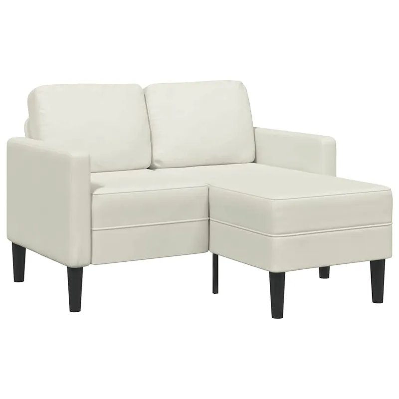 vidaXL 2-sitssoffa med schäslong L-formad gräddvit 125 cm sammet