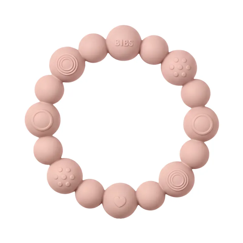 BIBS Teething Ring Beaded Blush