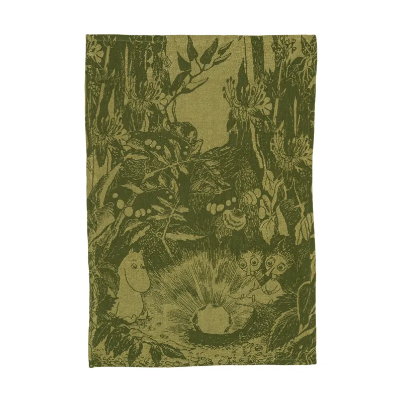 Moomin Arabia Mystikens skog Mumin kökshandduk Grön, 45×65 cm