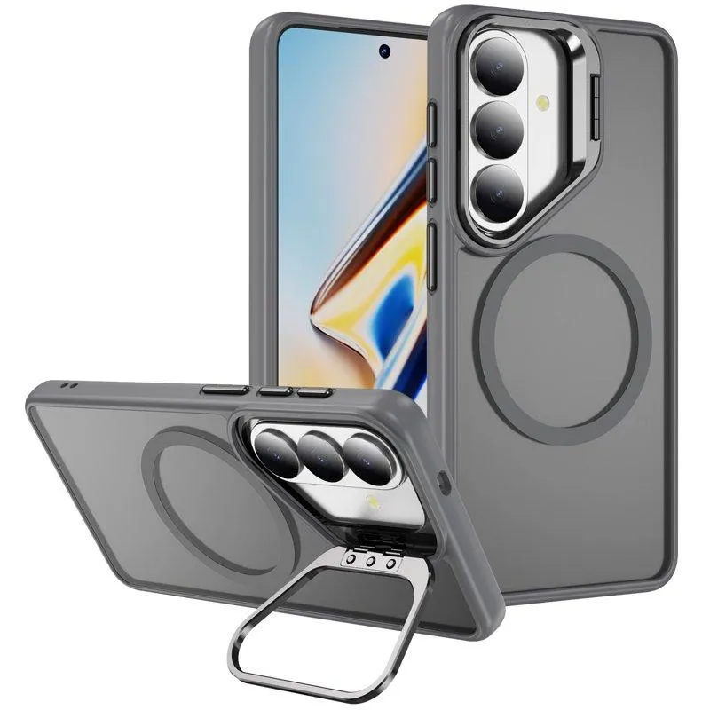 Mobilskal för Samsung Galaxy S26 Plus Magnetiskt Kickstand PC + TPU – Grå (#9247)