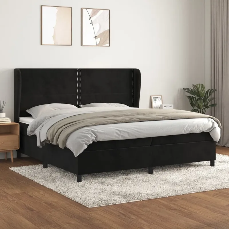 vidaXL Ramsäng med madrass svart 200×200 cm sammet (#0490)