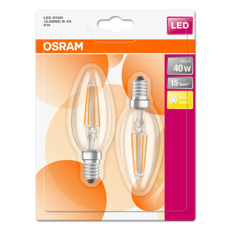 Kronlampa E14 LED 4W 2700K 470 lumen 2-pack