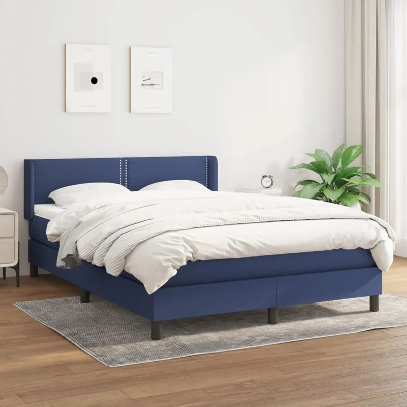 vidaXL Ramsäng med madrass blå 140×190 cm tyg (#4042)