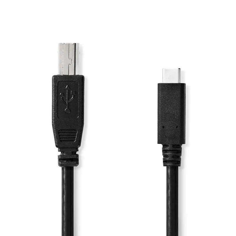USB-kabel | USB 2.0 | USB-C™ Hane | USB-B Hane | 480 Mbps | Nickelplaterad | 1.00 m | Rund | PVC | Svart | Label