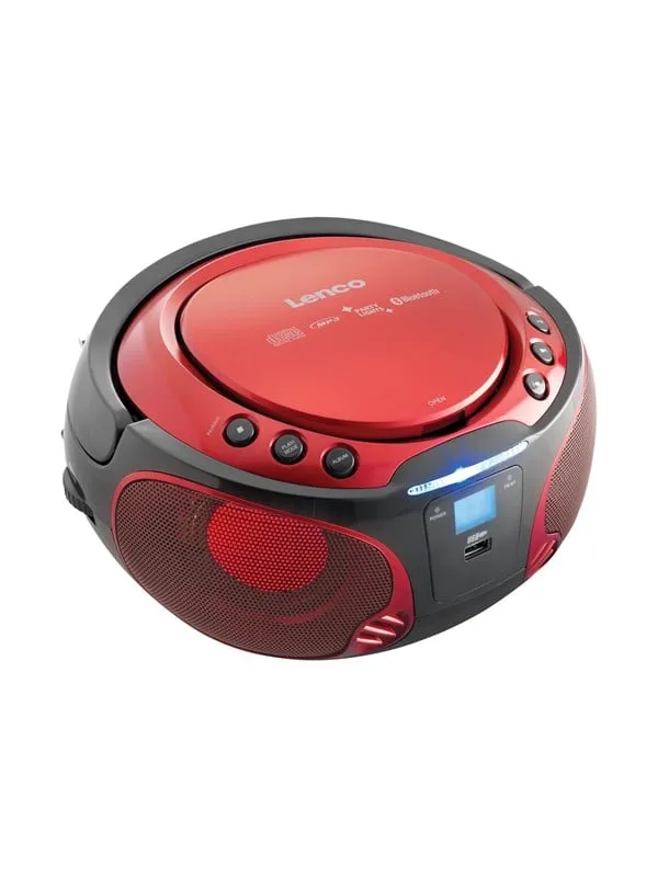 Bärbar FM-radio CD/MP3/USB/Bluetooth-spelare, röd