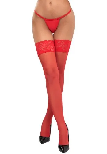 Hold-Up Stockings Red (Storlek: Large)