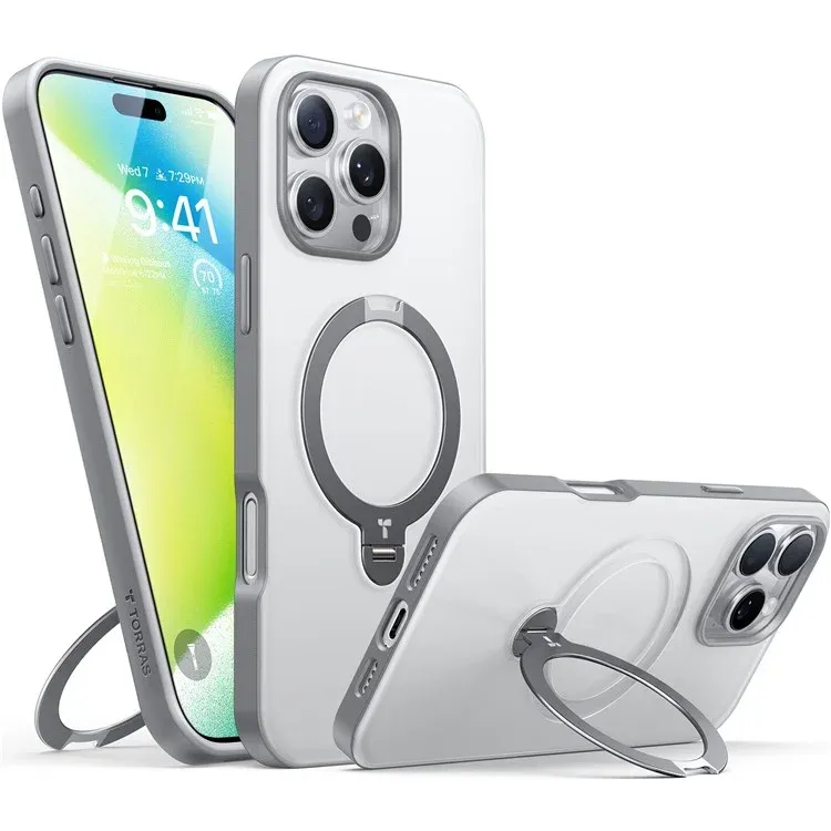 TORRAS Mobilskal till iPhone 16 Pro Max Magsafe Ringhållare – Titanium Grå