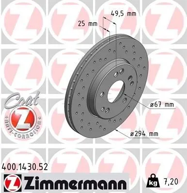 Bromsskiva ZIMMERMANN 400.1430.52