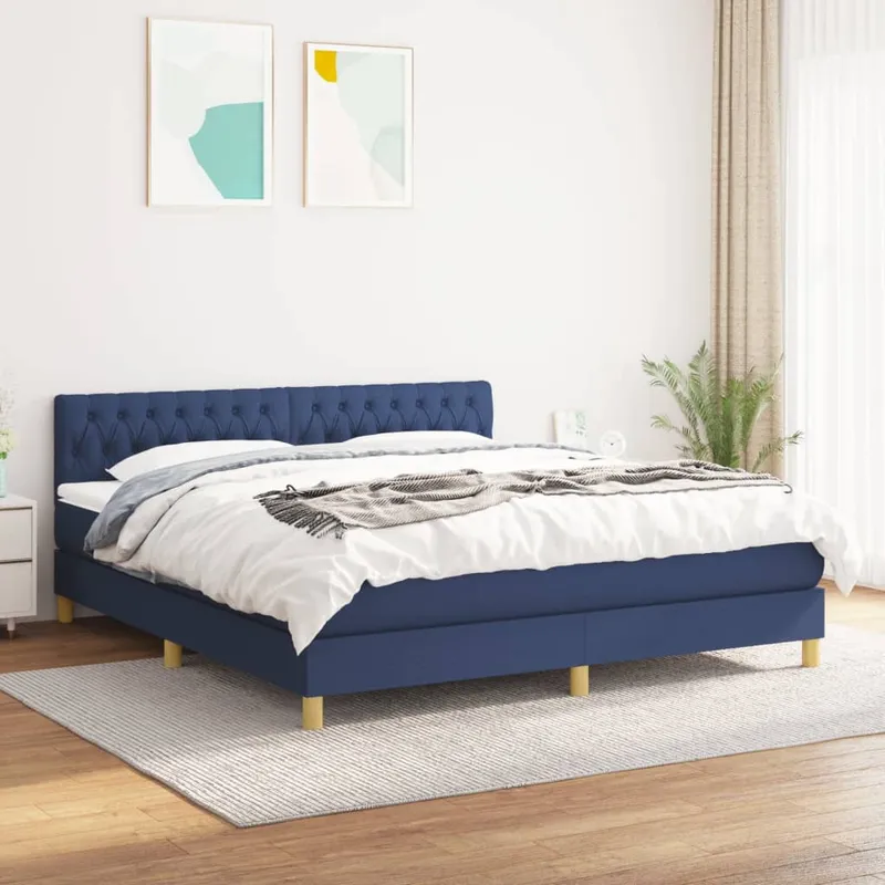 vidaXL Ramsäng med madrass blå 180×200 cm tyg (#5431)