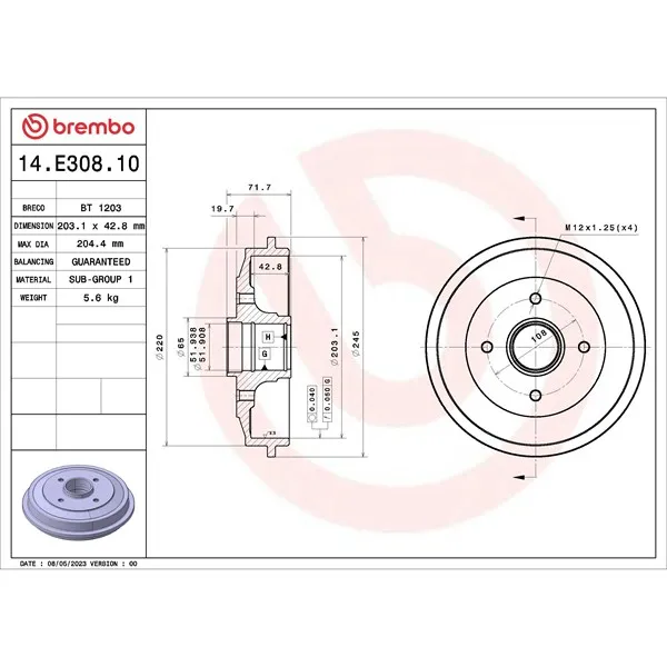 Bromstrumma BREMBO 14.E308.10