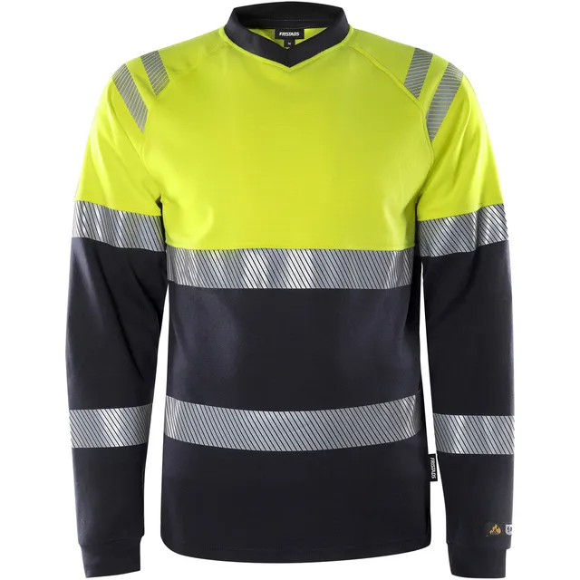 T-SHIRT FLAM 7107 TFL VARSELGUL/MARINBLÅ XS | Beijerbygg Byggmaterial