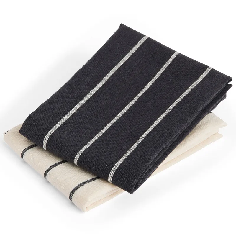 HAY Outdoor Market kökshandduk Black-beige, 2-pack