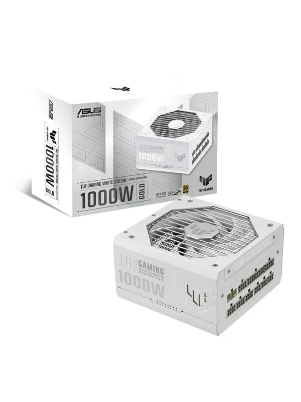 ASUS TUF GAMING 1000G - White Strömförsörjning - 1000 Watt - 135 mm - ATX 3.1 - 80 Plus Gold certificate
