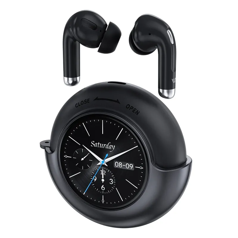 Trådlösa Bluetooth in-ear-hörlurar med LED-display, IPX7 vattentåliga, brusreducering - Svart