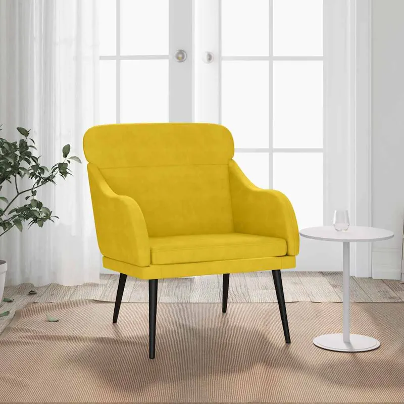 vidaXL Fåtölj gul 63x76x80 cm sammet (#6476)
