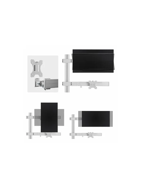 StarTech.com Six-Monitor Desk Mount w/ Crossbar Up To 32″ Screens/17.6lb mounting kit - for 6 LCD displays - column dual - white