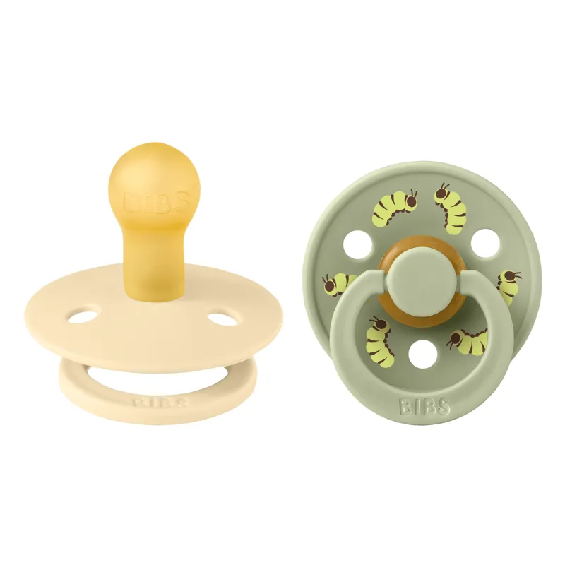 BIBS Studio Colour Napp Caterpillar Mix 2-Pack Latex Stl 1 Rund, Silk/Sage