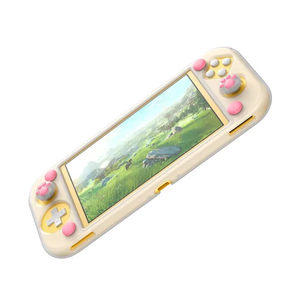 Silikonskydd – skal för Switch – kattdesign – Vit/Rosa