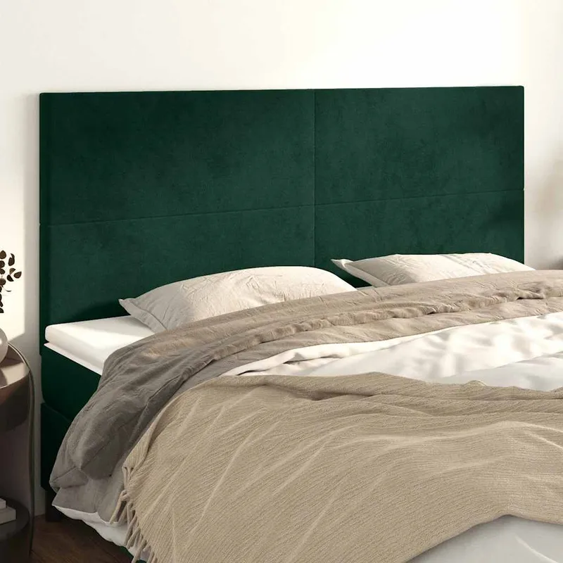 vidaXL Sänggavel mörkgrön 160x5x118/128 cm sammet