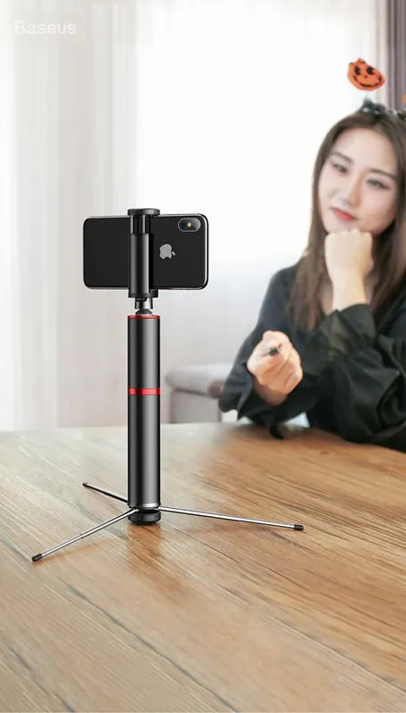 Vikbar Selfie-stick med stativ - Svart/Silver