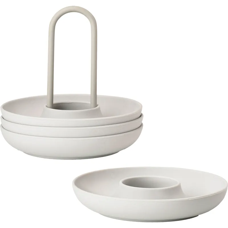Zone Denmark - Singles Egg Cups with Holder - Warm Grey - Set of 4