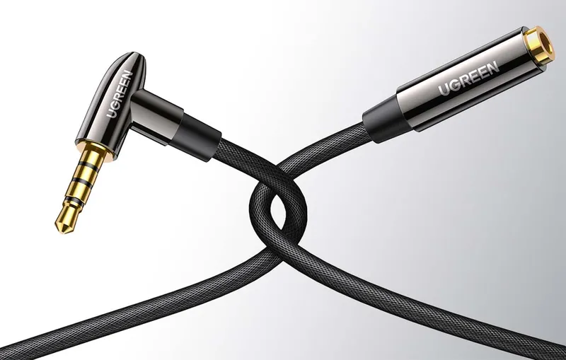AV188 3.5mm AUX vinklad hane till hona – 2 m – Svart