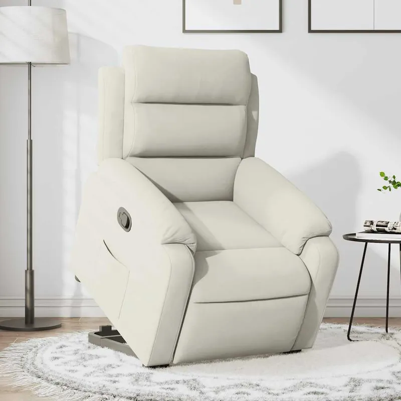vidaXL Reclinerfåtölj med uppresningshjälp gräddvit sammet