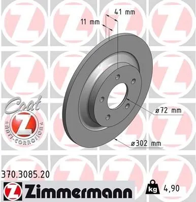 Bromsskiva ZIMMERMANN 370.3085.20