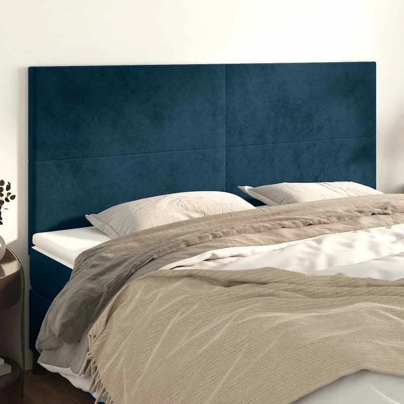 vidaXL Sänggavel mörkblå 160x5x118/128 cm sammet