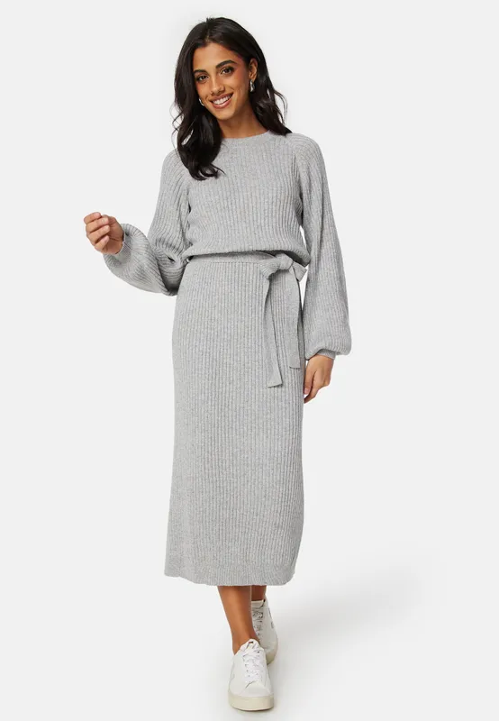 Round Neck Rib Knitted Midi Dress (#1812)