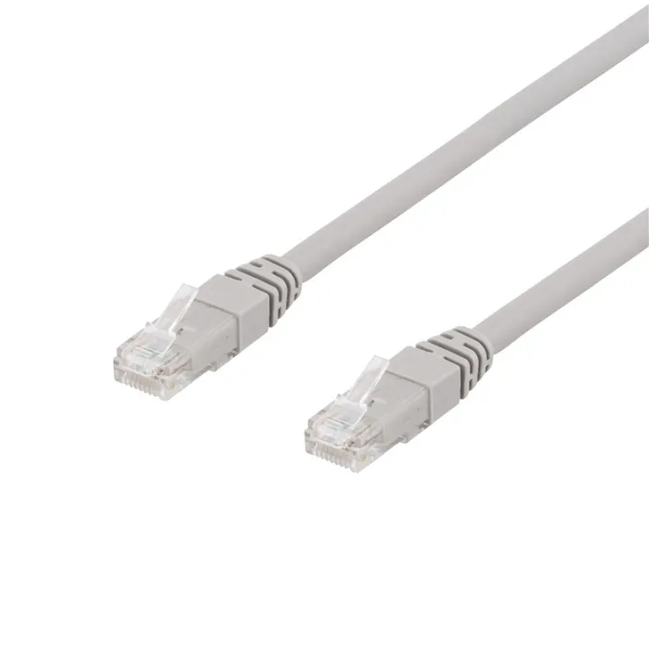 DELTACO TP-67AU - Patch-kabel - RJ-45 (hane) till RJ-45 (hane) - 7 m - UTP - CAT 6a - halogenfri - grå