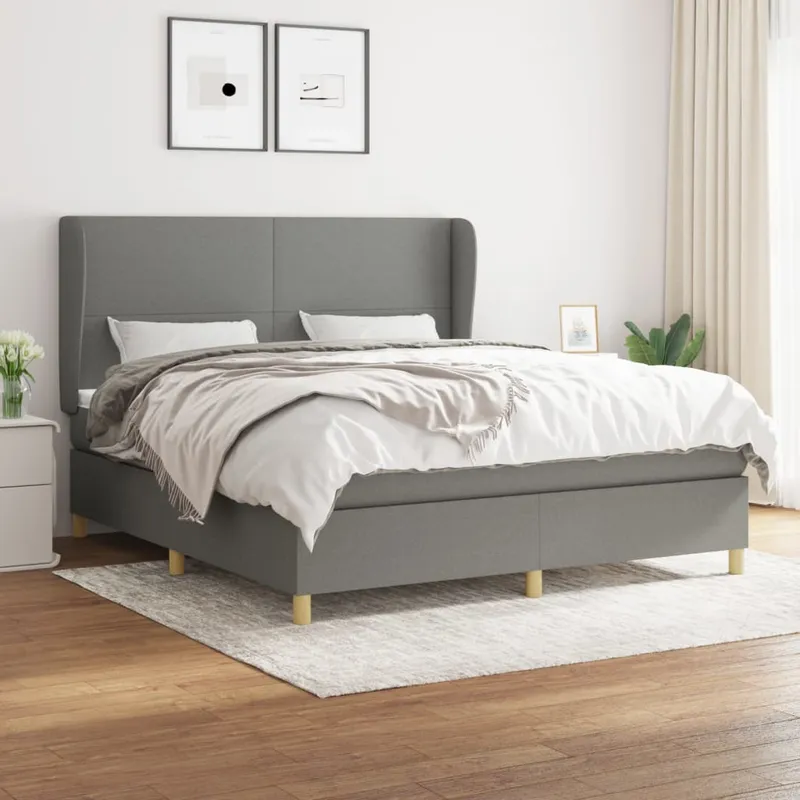 vidaXL Ramsäng med madrass mörkgrå 180×200 cm tyg (#2587)