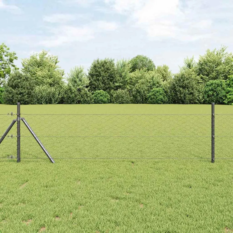 vidaXL Hexagonstängsel 1,5 x 10 m PVC Grå (#4894)