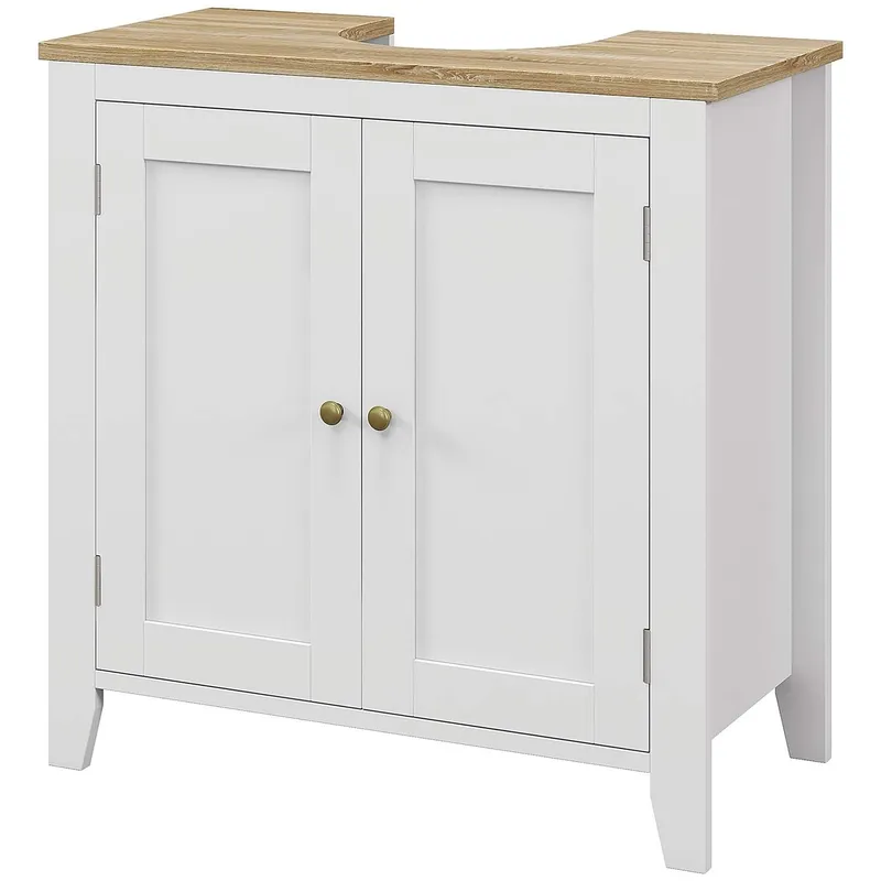 Vitt badrumsskåp med justerbar hylla 60x30x60 cm