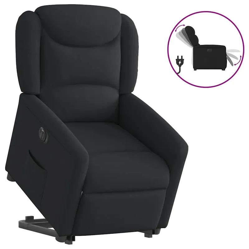 vidaXL Elektrisk reclinerfåtölj med uppresningshjälp svart tyg (#1984)