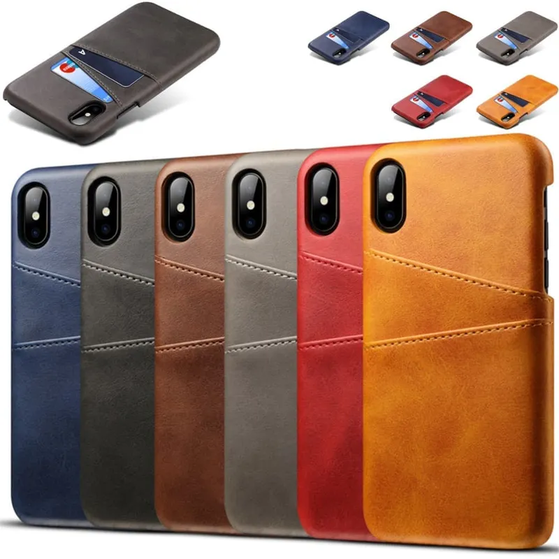 Iphone X/XS skydd skal fodral skinn läder kort visa mastercard